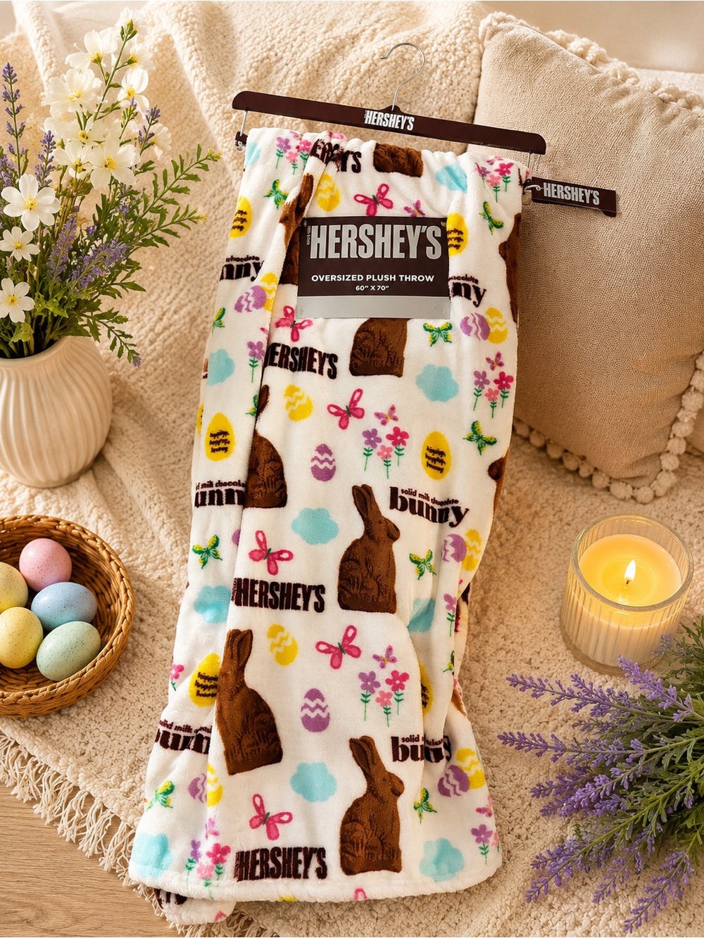 HERSHEY'S Easter Bunny Oversized Plush Throw - Multi